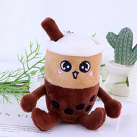 Porte-clés en peluche tasse de thé au lait perlée mignonne de 12 cm, jouet doux, cadeaux personnalisés en gros