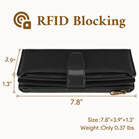 Dompet Wanita Kulit Imitasi Mewah, Tempat Kartu Kredit, Anti RFID, Lapisan Nilon, Panjang, Kapasitas Besar, Clutch Tali Pergelangan Tangan