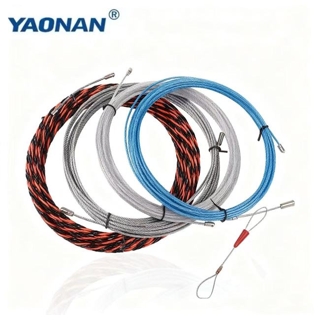 6mm*30meters Electrician's Wire Puller with Roller Head - Pulls Wire, Network & Fiber Optic Cable in Pipes/Trunking