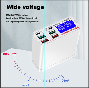 Trạm sạ<span class=keywords><strong>c</strong></span> đ<span class=keywords><strong>a</strong></span> năng 6 <span class=keywords><strong>c</strong></span>ổng với màn hình hiển thị kỹ thuật số LED PD 45W cho nhiều điện thoại di động khắ<span class=keywords><strong>c</strong></span> laser OEM miễn phí 896P - Product Image 4