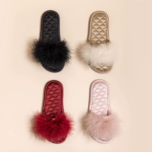 Luxury Fairy-Tale <strong>Slippers</strong> for Women Bride Bridesmaid <strong>Slippers</strong> <strong>with</strong> <strong>Feather</strong> One-Strap Design - Product Image 5