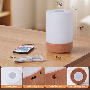 Round LED Night <b>Light</b> Multicolored Manual Button <b>USB</b> <b>Rechargeable</b> Plastic Base 2700K Minimalist Middle Home Bedroom Lamp - Product Image 5