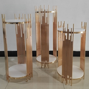 Rak bunga emas antik elegan Modern, rak efek etalase ukuran kecil untuk dekorasi pesta pernikahan makanan penutup - Product Image 1