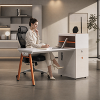 Poste de travail individuel avec unité de rangement latérale, table modulaire facile à assembler pour projet commercial