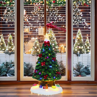 Nouvelle Sculpture de Sapin de Noël en Résine Écologique Sculptée à la Main avec Musique, Lumières LED Clignotantes et Avion en Mouvement – Décoration Artistique pour la Maison (Vente en Gros)