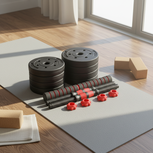 Juego <span class=keywords><strong>de</strong></span> Mancuernas Ajustables <span class=keywords><strong>de</strong></span> 10 kg, 15 kg, 20 kg, Hierro y PVC <span class=keywords><strong>de</strong></span> Alta Calidad, <span class=keywords><strong>Kit</strong></span> <span class=keywords><strong>de</strong></span> Pesas para <span class=keywords><strong>Gimnasio</strong></span> en Casa con Barra, Kettlebell y Soporte para Flexiones - Product Image 1