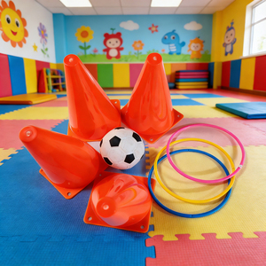 Ensemble de jeu de lancer d'anneaux en plastique, seaux d'obstacles pour l'entraînement sportif, activités de football et de basketball, jouets d'extérieur - Product Image 4
