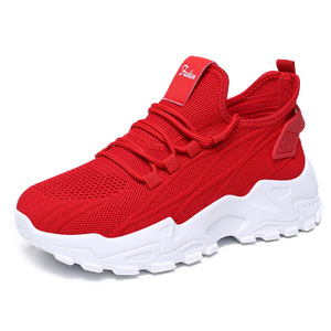 Baskets <span class=keywords><strong>d</strong></span>'Été Grande Taille <span class=keywords><strong>pour</strong></span> <span class=keywords><strong>Femme</strong></span>, Chaussures à Talons Hauts en Maille Tissée Souple avec Laçage et Bouche Peu Profonde - Product Image 6