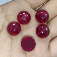 Cabochons ronds en rubis étoilé rouge synthétique transparents, pierres précieuses en vrac pour la fabrication de bijoux