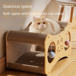 Tiragraffi per Gatti Multifunzionale a Doppio Strato, Cuccia per Gatti con Pallina, Nucleo Sostituibile Staccabile, Stile Semplice - Product Image 3