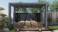 Auvent mural Pergola 3*3/ 3*4/ 4*4/ 4*6 Gazebo en alliage d'aluminium Pergola à revêtement par poudre Gazebo Pavillon de lumière LED personnalisé