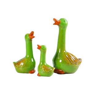 Ensemble d'ornements en céramique verte pour la famille de canards, décoration pour salon, chambre d'enfant, décoration de la maison - Product Image 5