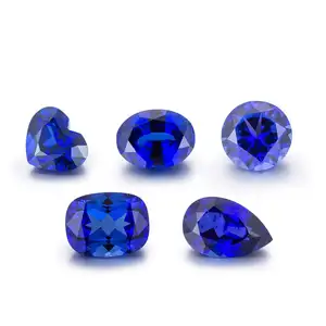 الأعلى مبيعًا أحجار كريمة الياقوت مستديرة زرقاء زاهية جميع الأحجام طبيعية لخاتم السوار