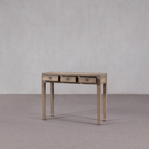 Table console <span class=keywords><strong>en</strong></span> <span class=keywords><strong>bois</strong></span> massif à trois tiroirs avec design traditionnel, construction durable et respectueuse de l'environnement - Table d'appoint multifonctionnelle - Product Image 5