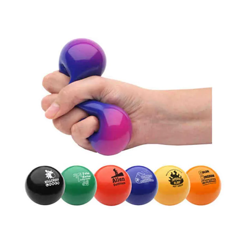 カスタムロゴが印刷された無毒のTPR色変更ジェルストレスボール