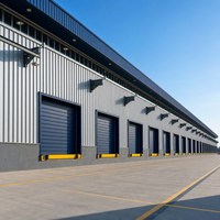 Grande structure industrielle en acier pour logistique, avec portique de 100 m, 9 portes enroulables, pare-chocs de quai et rail de grue