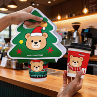 Porte-gobelets à café à emporter personnalisés, lot de 2 porte-gobelets en papier avec logo personnalisé, en forme de boisson, avec poignée
