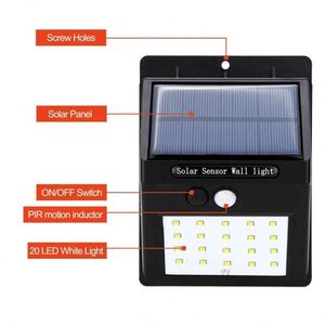 <b>LED</b> Solar <b>Light</b> Wireless <b>Sensor</b> Waterproof Solar Wall Lamp Outdoor <b>Motion</b> Garden Decoration Spotlights - Product Image 3