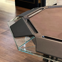 Table de jeu de société et d’échecs moderne en verre, de luxe, à huit places, avec pieds en acier inoxydable, idéale pour les