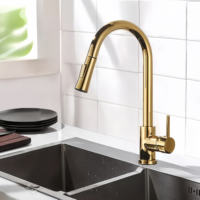 Robinet de cuisine flexible extractible HuSheng, corps en acier inoxydable 304, eau froide et chaude, pour salle de bain et évier de cuisine
