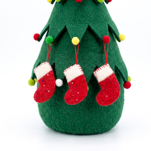 Lot de chaussettes de Noël rouges miniatures en feutre pour enfants, ornements faits à la main à suspendre à l'arbre, ensemble cadeau en gros - Product Image 3