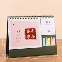 Calendrier de table 2025 Hotsales calendrier de bureau d'impression personnalisé avec note autocollante morandi et bloc-notes
