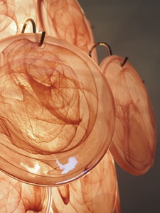 Lampadario Moderno in Vetro Rosa Fatto a Mano, Luci Sospese Regolabili in Altezza per Decorazione Casa, Ristorante, Hotel - Product Image 6