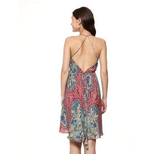 Vestido Corto de Seda para Mujer, Vestido de Verano Informal sin Mangas, Mini Vestidos de Tirantes con Estampado Floral - Product Image 4