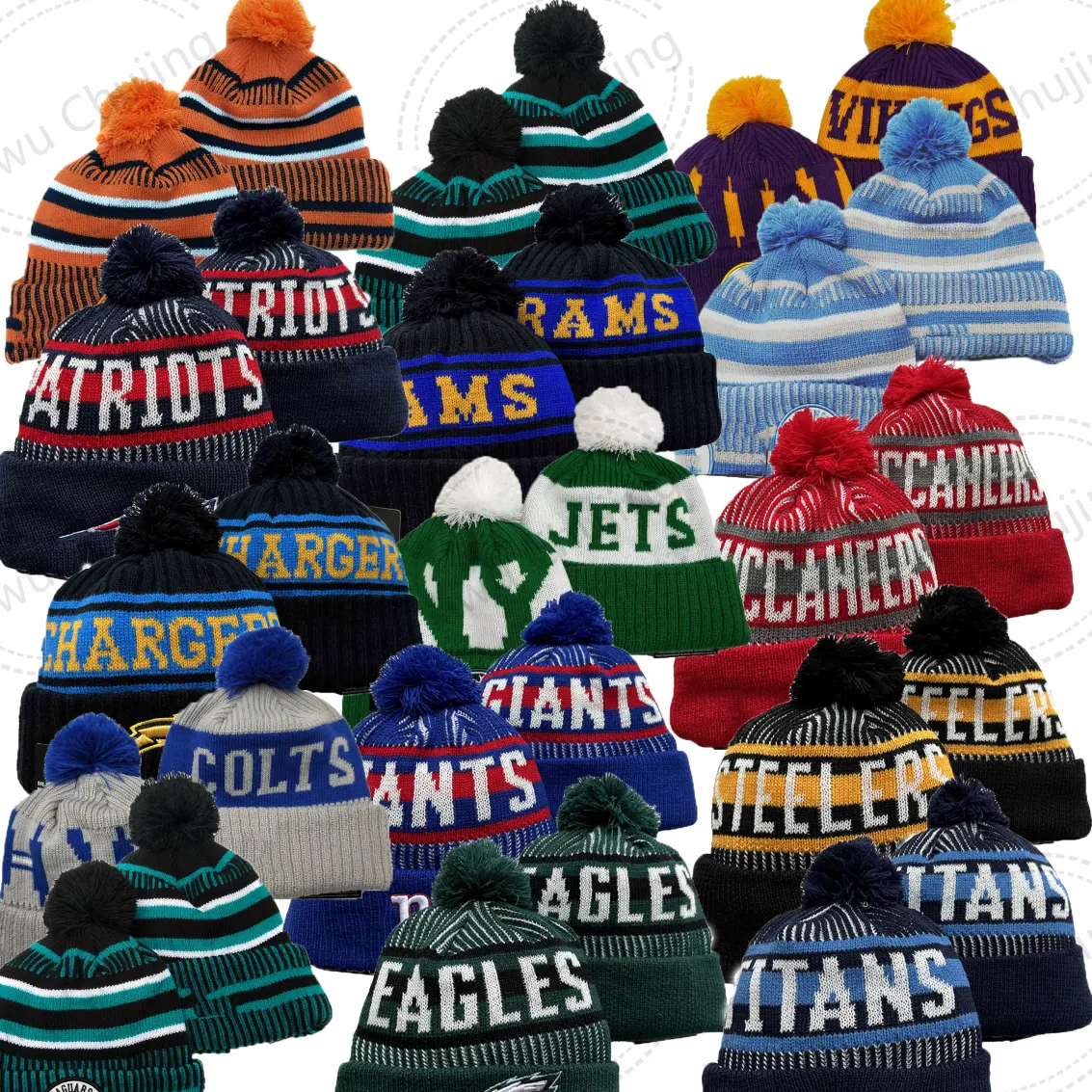 Pronto para enviar novo beisebol gorro chapéu bordado esporte futebol inverno malha NFL gorros chapéu para 30 equipes