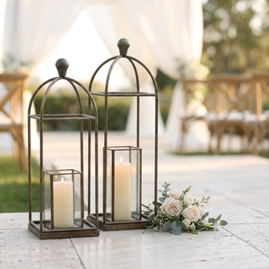 Wholesale Vintage Style Metal <b>Hurricane</b> Candle Holder <b>Lanterns</b> for Christmas & Weddings Decoration - Product Image 1