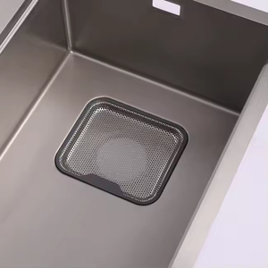 Évier de cuisine en acier inoxydable épaissi, texturé effet <span class=keywords><strong>volcan</strong></span>, en argent nano, fait main, avec collecteur de déchets et drain – Nouveau, en stock - Product Image 3