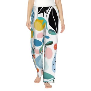 Image personnalisée Pantalon de pyjama à taille élastique et imprimé floral pour femmes Matériau en spandex respirant personnalisable pour la nuit d'hiver à la maison - Product Image 4