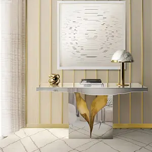 Hot Selling Luxury Console Tables Gold/Silver Stainless Steel with Marble Top Custom Living Room Hallway Entrance Furniture