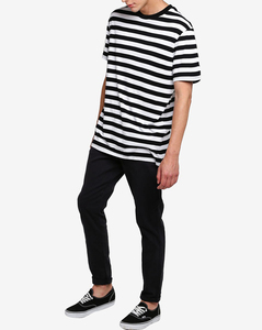 De los hombres de la moda T camisas de alta calidad blanco <span class=keywords><strong>y</strong></span> negro a rayas camiseta de los hombres - Product Image 4
