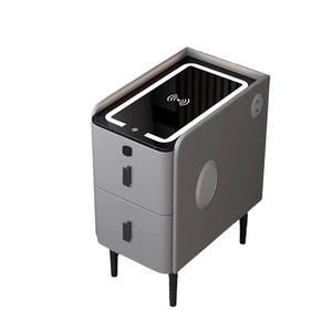 <span class=keywords><strong>Table</strong></span> <span class=keywords><strong>de</strong></span> chevet intelligente avec haut-parleur Bluetooth, charge sans fil, 2 tiroirs, LED tricolore, port USB, en bois massif pour chambre à coucher - Product Image 3