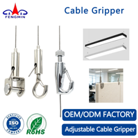 FENGMIN En gros Pince de suspension pour câble à boucle double face en acier réglable, nickelé, chromé, pour suspension de câbles métalliques