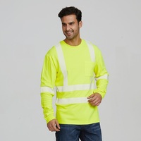 T-shirt uniforme à manches longues haute visibilité avec logo de l'équipe personnalisée T-shirt de sécurité haute visibilité avec bandes réfléchissantes