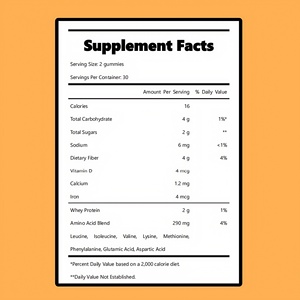 Tiêu Chuẩn Vàng Nhà Cung Cấp Sô Cô La Wpc80 Hydrolysate ISO Tốt Không Có Hương Vị 100 Whey Protein Gummies Gummy Kẹo Cơ Bắp Tăng Trưởng Trọng Lượng - Product Image 2