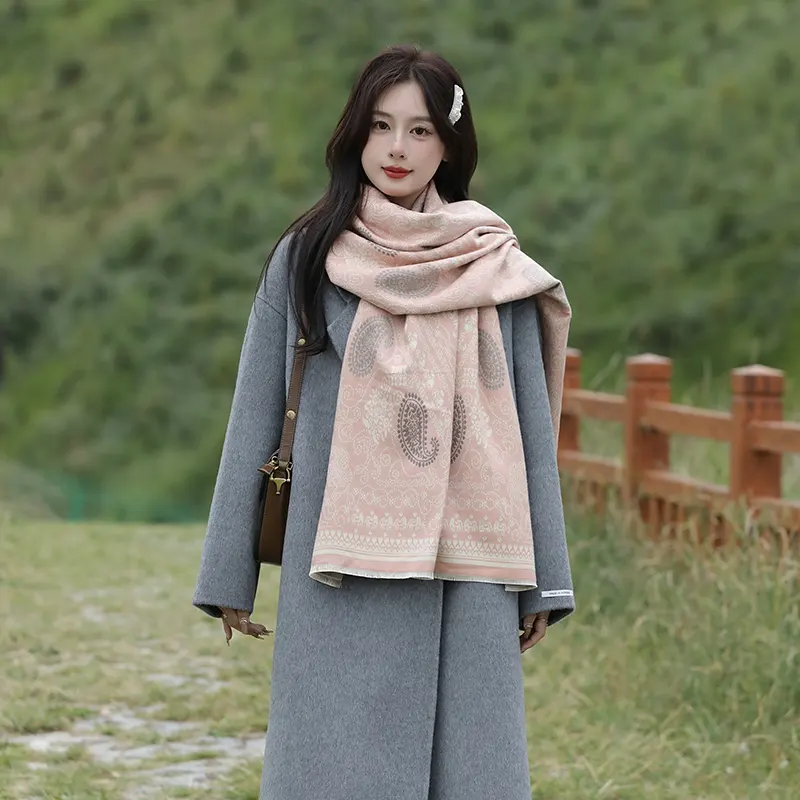 新しい厚く長く暖かい女性のショールカシミア高品質のサテンデザイナー冬のスカーフ