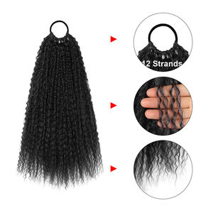 Shinein 20 pollici profondo ondulato morbido parrucchino sintetico <span class=keywords><strong>treccine</strong></span> soffice Afro crespo coda di cavallo riccia estensione dei capelli <span class=keywords><strong>con</strong></span> cravatta per capelli - Product Image 2