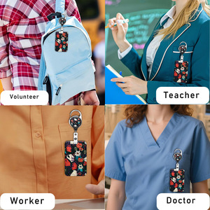 Wholesale black-based floral ID badge <b>clips</b>, lanyards, retractable scroll <b>clips</b>, fashion card nameplate protective cases, - Product Image 3