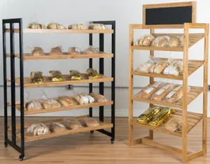 Présentoir de produits de boulangerie, présentoir à pain en bois, supports à pain en bois