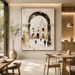 Regalos de judaica Lienzo hecho a mano Beige Jerusalén 3D Acrílico Pinturas de paisaje Arte judío Contemporáneo - Product Image 2