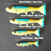 Leurre souple professionnel 22cm 24cm, queue en T, queue ronde, swimbait bionique universel pour eau douce et eau salée, thon doré