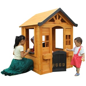 Casetta da Gioco per Bambini <span class=keywords><strong>in</strong></span> <span class=keywords><strong>Legno</strong></span>, Giallo Dorato, Graziosa e Carina per Esterni - Product Image 1