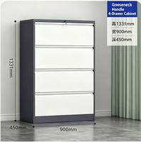 Archivador Vertical de Acero con 4 Cajones y Cerradura de Seguridad, Rieles con Rodamientos de Bolas para Almacenamiento de Documentos de Oficina