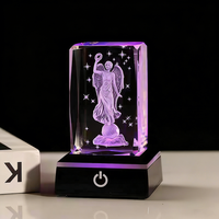 Cube en cristal gravé au laser 3D K9 avec lumière LED nocturne, cadeau en cristal pour Noël, la Saint-Valentin, la fête des mères, un anniversaire