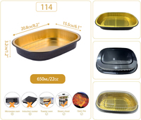 650ml Disposable Black Gold Aluminum Foil Food Packaging Container Baking Pan Customized Color Aluminum Foil Container with Lid