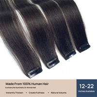 Extensions de cheveux naturels Remy sans synthèse, double épaisseur, à clipser, franges latérales pour ajouter du volume, 12-22 pouces pour femmes