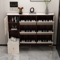 Grand Meuble à Chaussures Nordique de Salon, Armoire d'Entrée à Grande Capacité, Rangement à Compartiments, Meuble à Chaussures Basculant Moderne